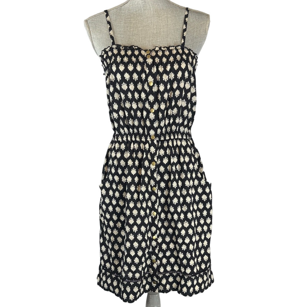 Lilka Anthropologie Floral Snap-Front Mini Sundress Adjustable Straps & Pocket